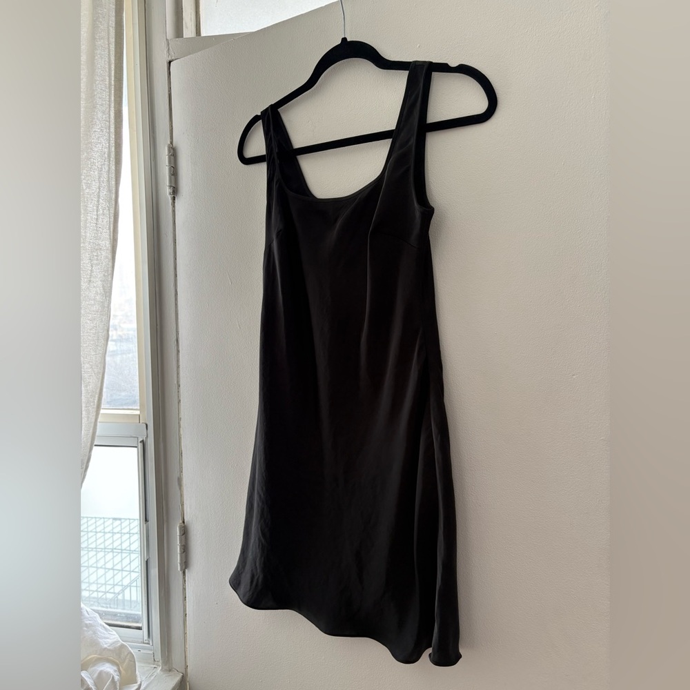 Aritzia Wilfred Black Satin Mini Slip Dress
